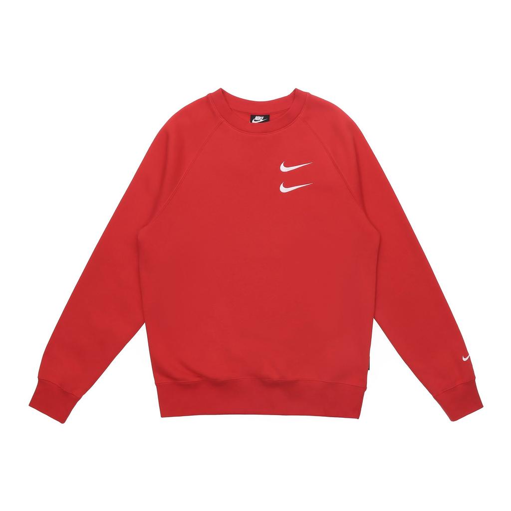 Nike Double Hook Embroidery Thickened And Fleece Lined Thermal Crew Neck Sweater Sweatshirt Winter Men's Red DD5079-657
