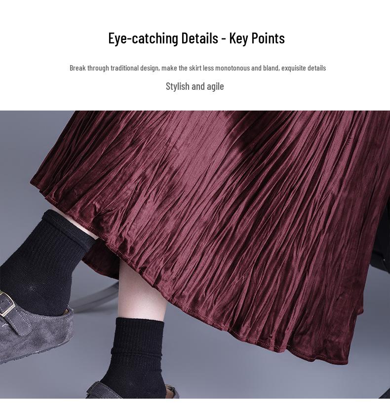 Elegant 2025 Autumn Women’s A-line Pleated Skirt with Elastic Waist – Korean Style