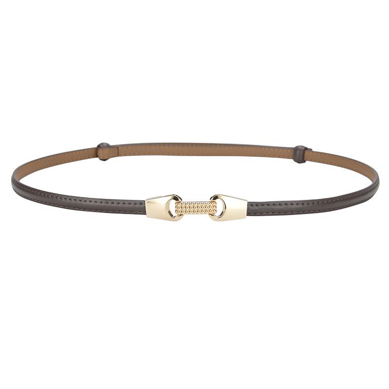 Fine Belt Women'S Leather Button Belt Women'S Casual Pants Belt Chain