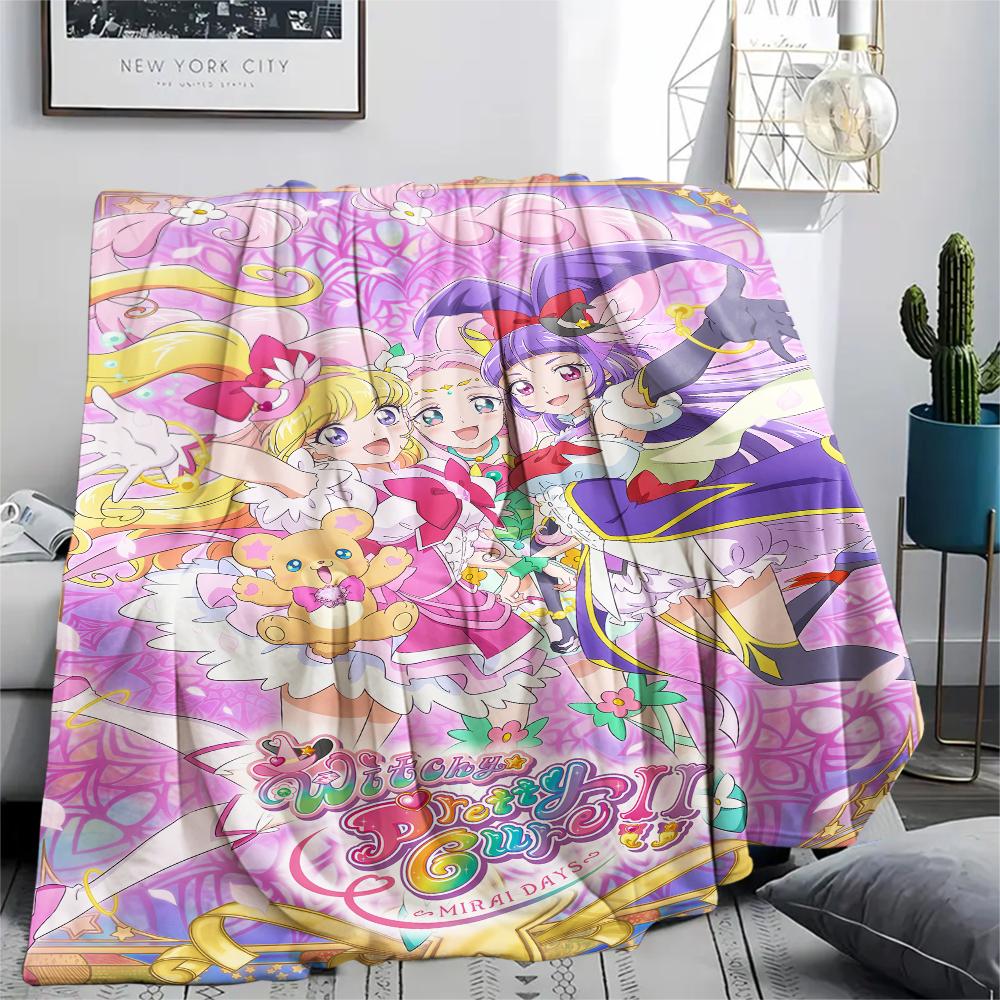Pretty Cure All Characters pattern Flannel Blanket, High quality Comfortable for All Seasons, Home Decor, Warmth and Comfort, Perfect for Gifts. 80cm x 120cm