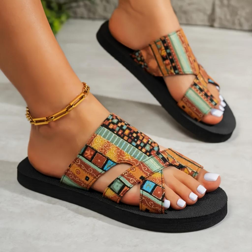 Fashion 2025 Summer Women Slippers Platform Sandals Fashion Open Toe Shoes Slip On Colorful Beach Shoe Ethnic Style Lightweight Slippers