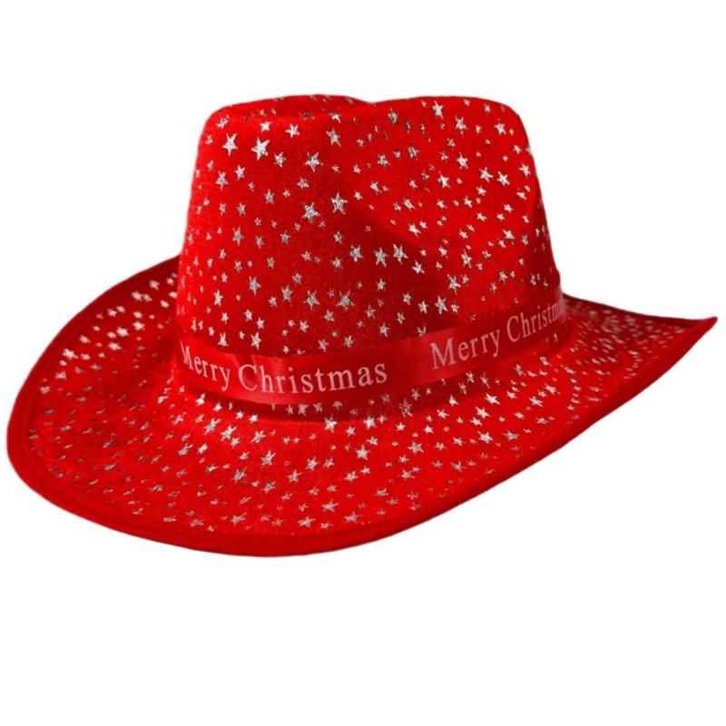 Christmas Top Hat for Women Men Holiday Celebration Cowgirl Hat Unisex Party Hat Festival Caps Party Props Costume Hat