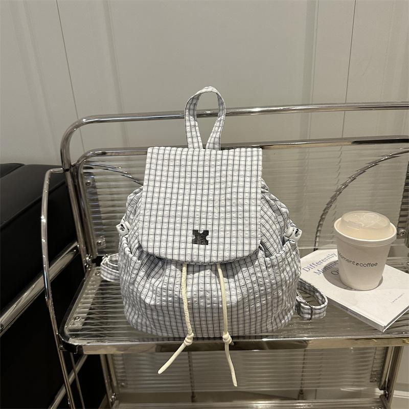 

Plaid trend plaid fashion new college style casual large capacity fresh shoulder backpack белый