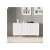 Buffet Moderne - MUVOE - Commode Laquée - 2 Tiroirs - 6 Compartiments - Blanc Doré