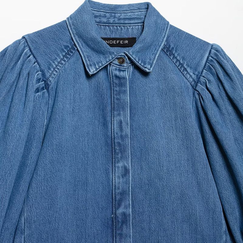 Kaslead New Arrival Women's Fashion Style Fashion Short Sleeve Denim Shirt Pants 5216053 6840055