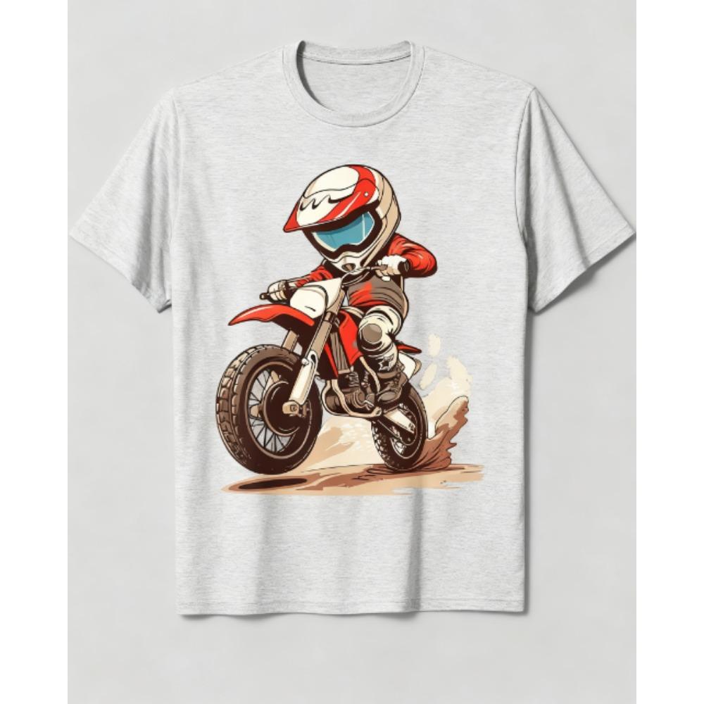 Boys Fashion Trends Bottom Shirts Boys Girls Muddy Track Motorcycle T-shirts See-through Casual Comfortable Boys Girls Best Gift