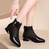 2025 Women's Spring-Summer Soft Leather Breathable Mesh Boots - Mid-Heel, Low Heel, Non-Slip, Round Toe, Chunky Heel Sandals