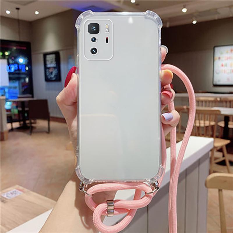 Niedliche Lanyard Silikon Handyhülle für Redmi10 9 9A 9C 9T 8 8A 7A Note 11 10s 8 9 pro/Ultradünne Seilhülle für Xiaomi 11T 11lite Poco F3 X3 nfc/Samsung