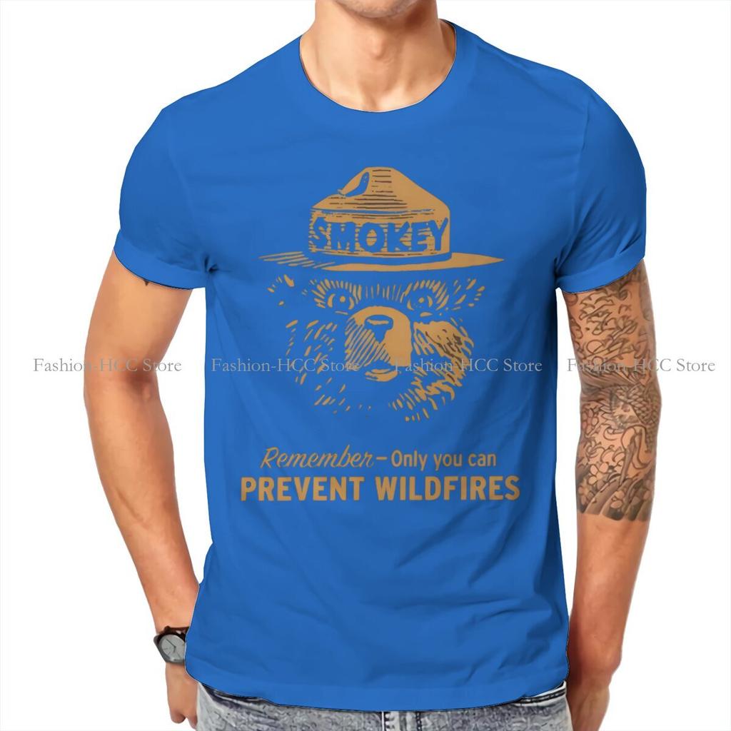 Smokey The Bear Rules Tshirt Vintage Unisex Grunge Teenager Clothing Tops Oversized Cotton Oneck T Shirt