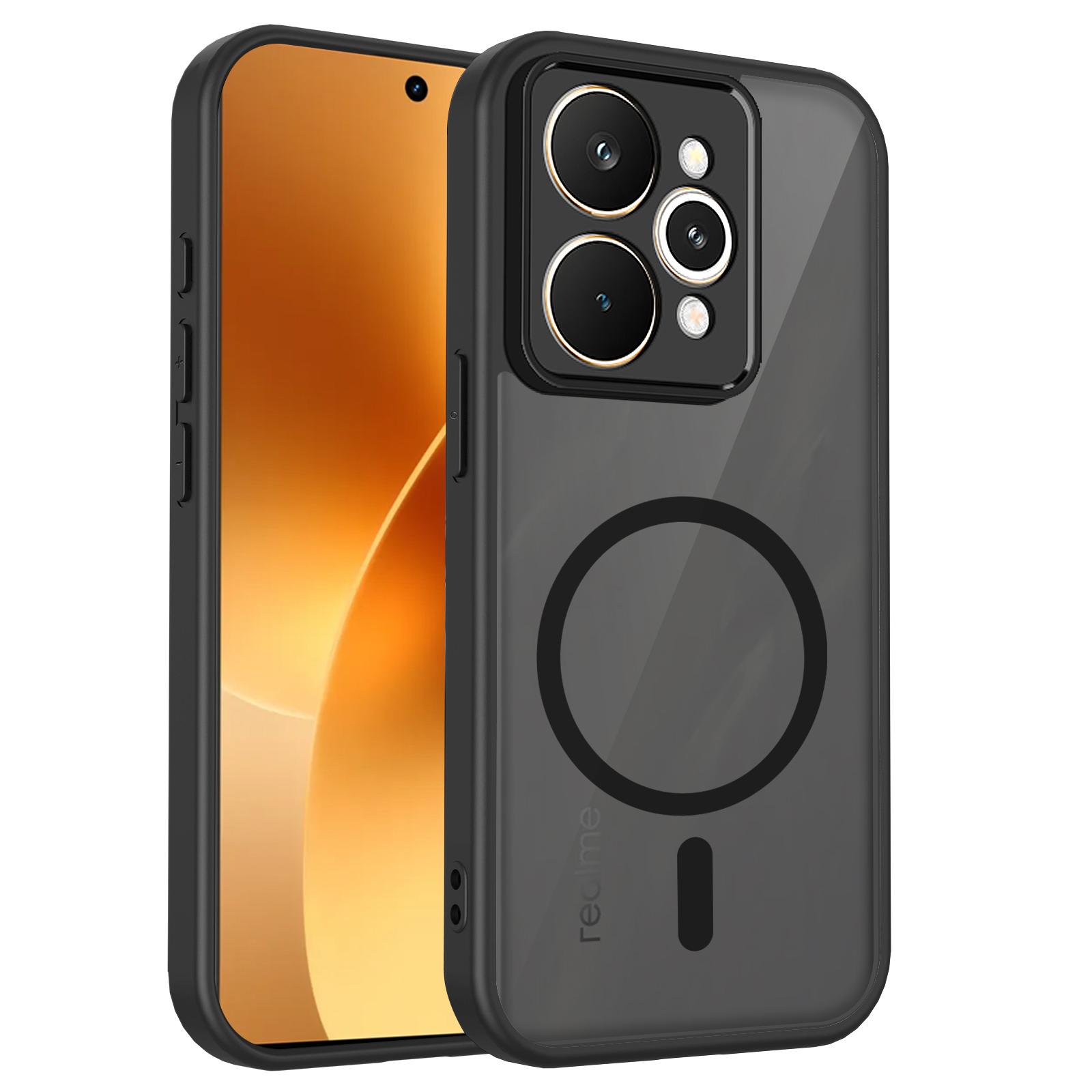 Чехол для телефона Realme 15 Pro 15T 15X Магнитный Беспроводная зарядка ТПУ Рамка Пластиковая Матовая Задняя крышка realme 15T чёрный