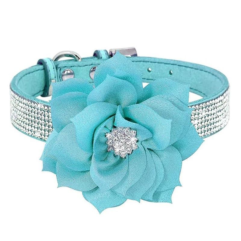 Sparkling Rhinestone Soft Suede Leather Dog Collar Dog Cat Rhinestone Collar Crystal Diamond Pet Dog Puppy Collar