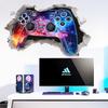 Tecknad 3D Bryta Vägg Spelkontroll Väggklistermärke Självhäftande Avtagbar för Sovrum Vardagsrum Arbetsrum Heminredning