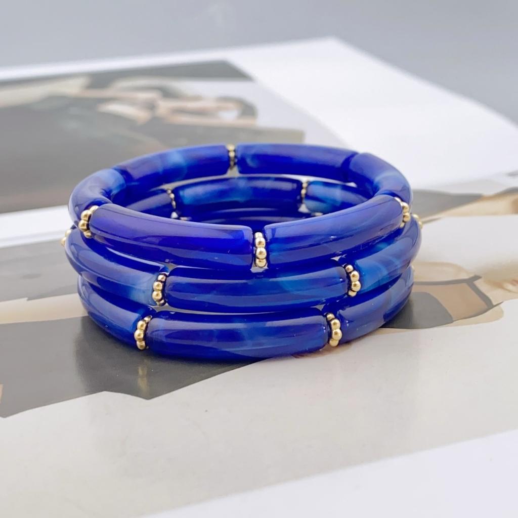 Trendy 3-delige Acryl Kralen Armband Set met Delicate Tinten voor Dames Dagelijkse Ensemble armband voor dames
