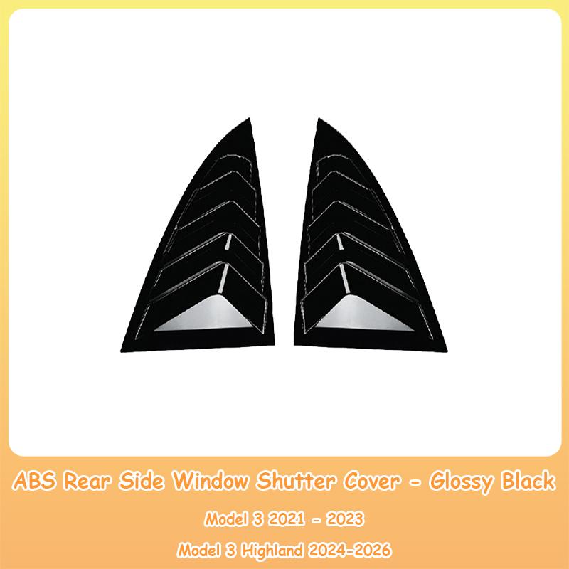 Heenvn For Tesla Model 3/Y Juniper Rear Car Window Shutter Cover ABS Louver Side Vent Trim Anti-Scratch Triangle Accessories