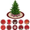 Tree Christmas Skirt Red Plaid Santa Elk Carpet Mat Cover Home Decoration Xmas