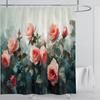 Rose Flower Shower Curtain Waterproof Shower Curtain Polyester Fabric 3D Printed Curtain Bathroom Decoration With Hook