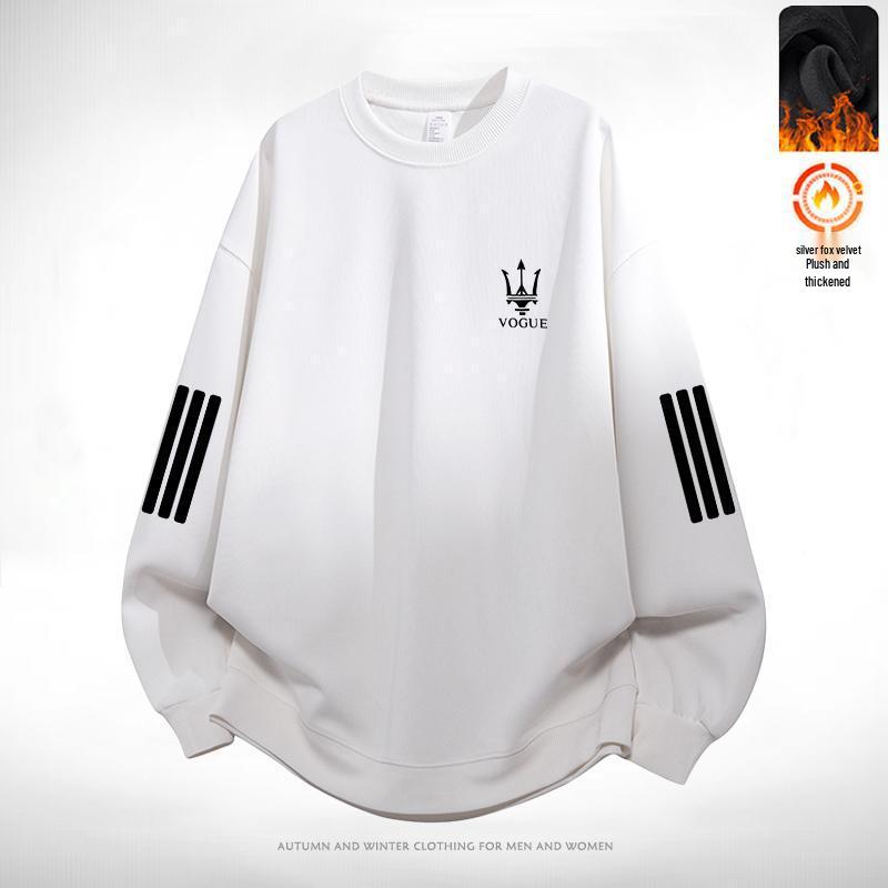 

Men s Trendy Round Neck Print Hoodie - Autumn Winter Loose Fit, Plus Velvet, Long Sleeve Fashion Casual Pullover. 2XL (130-145 jin)