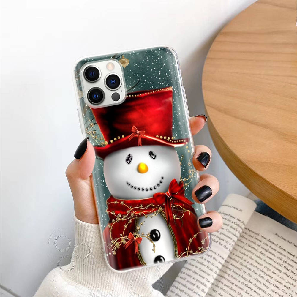 Snowman TPU Case for iPhone XR 7 8 14 15 11 12 13 X XS Pro Max Xiaomi Redmi 13C Note 9 Samsung A22 S23 S24 Ultra Plus VIVO