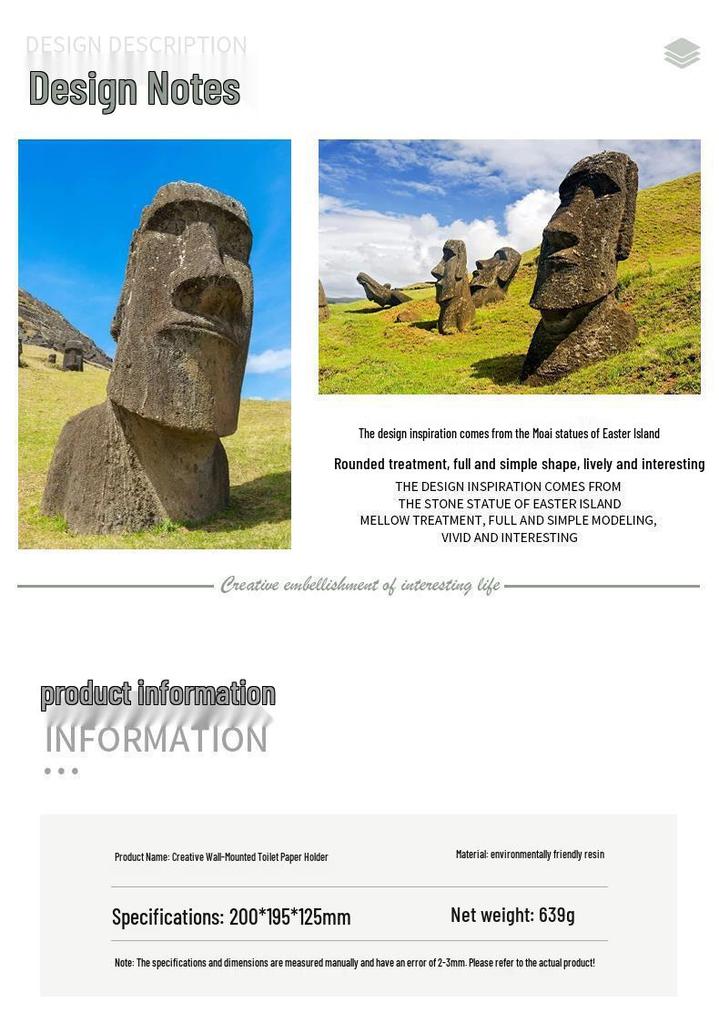 Moai Toilettenpapierhalter zur Wandmontage - Skurriles & Kreatives Design