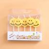 New Korean Ins Birthday Candles 5 Yellow Smiley Face Cartoon Cute Creative Party Decoration Candles