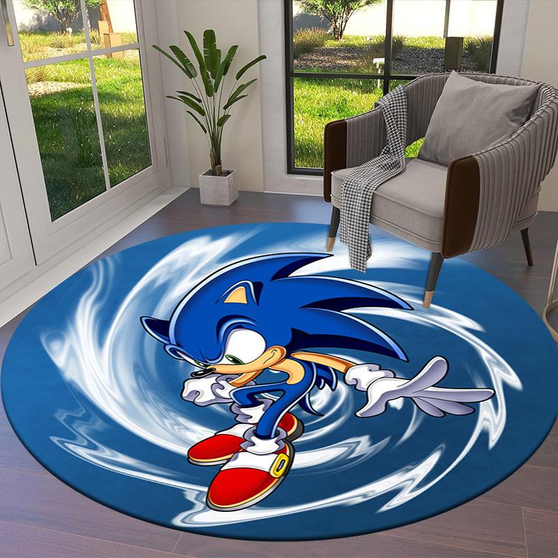 1pc Sonic the Hedgehog Speed Spin Round carpet, Made of Polyester,Perfect for Decorating Office Chairs, Living Rooms,fplt078