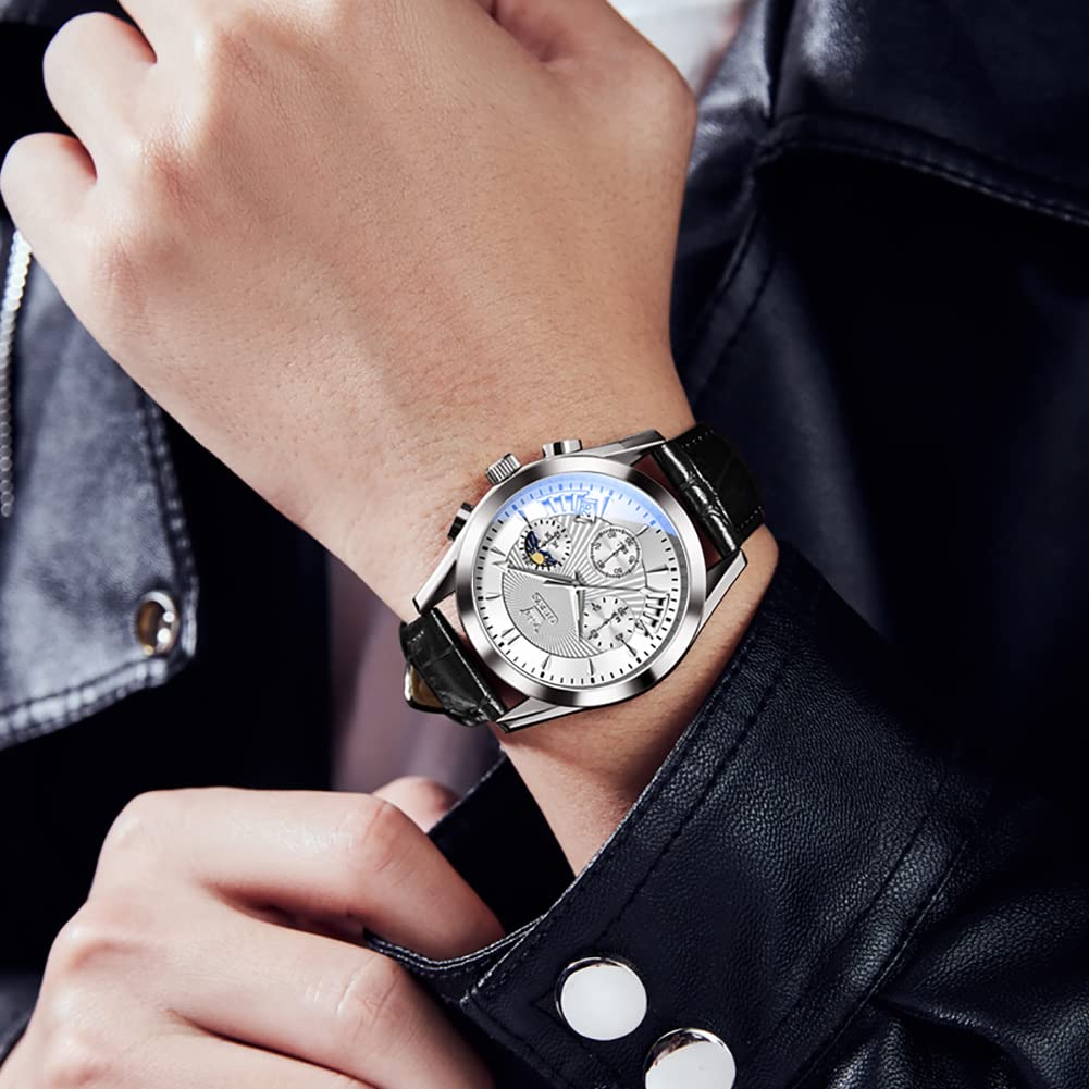 OLEVS Men's Business Wristwatch, Waterproof, Stylish, Stainless Steel Band, Quartz Movement, Analog, Casual, Father's Day Gift