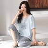 Pajamas women's summer thin Modal cotton short-sleeved cropped pants 1011 new floral loungewear cotton and silk suit