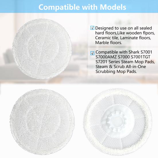 Steam Mop Pad Highly Absorbent Superfine Fibre Replacement Mop Cloth Accessories Mop Cloth for Shark S7001 S7000AMZ S7000 S7001TGT S7201