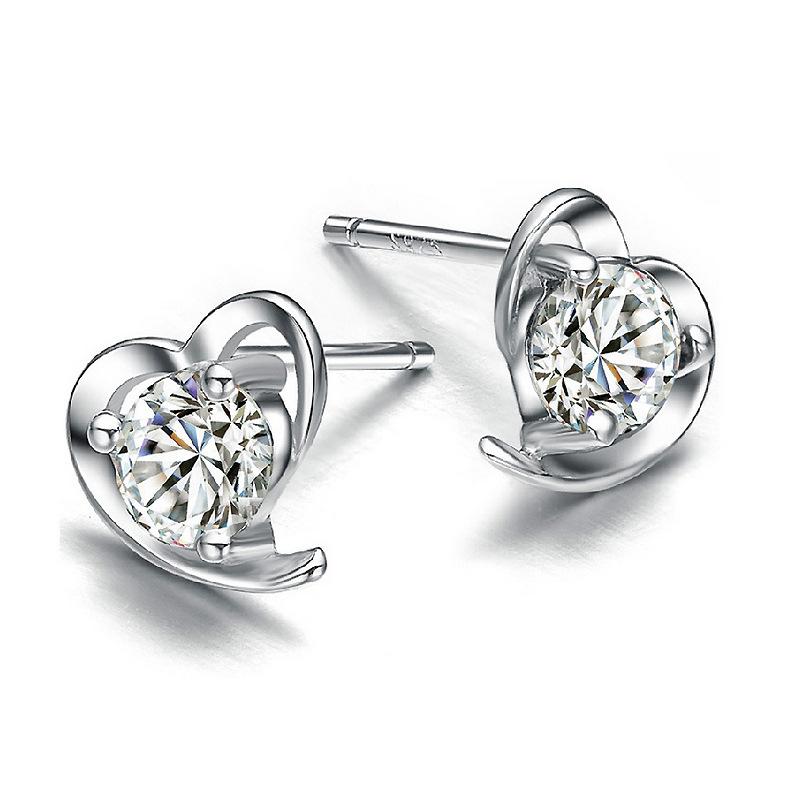 

New Fashion Earrings Wholesale Earrings, Fashion Jewelry, Heart Shaped Crystal Earrings-white Crystal Hot Sale Earrings