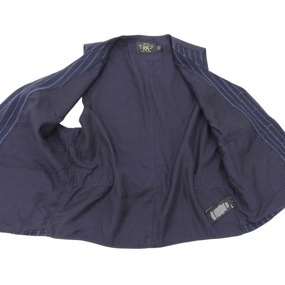 RRL Wabash Striped Cotton Vest, Men's, Navy, Size M Best M NavyUsed