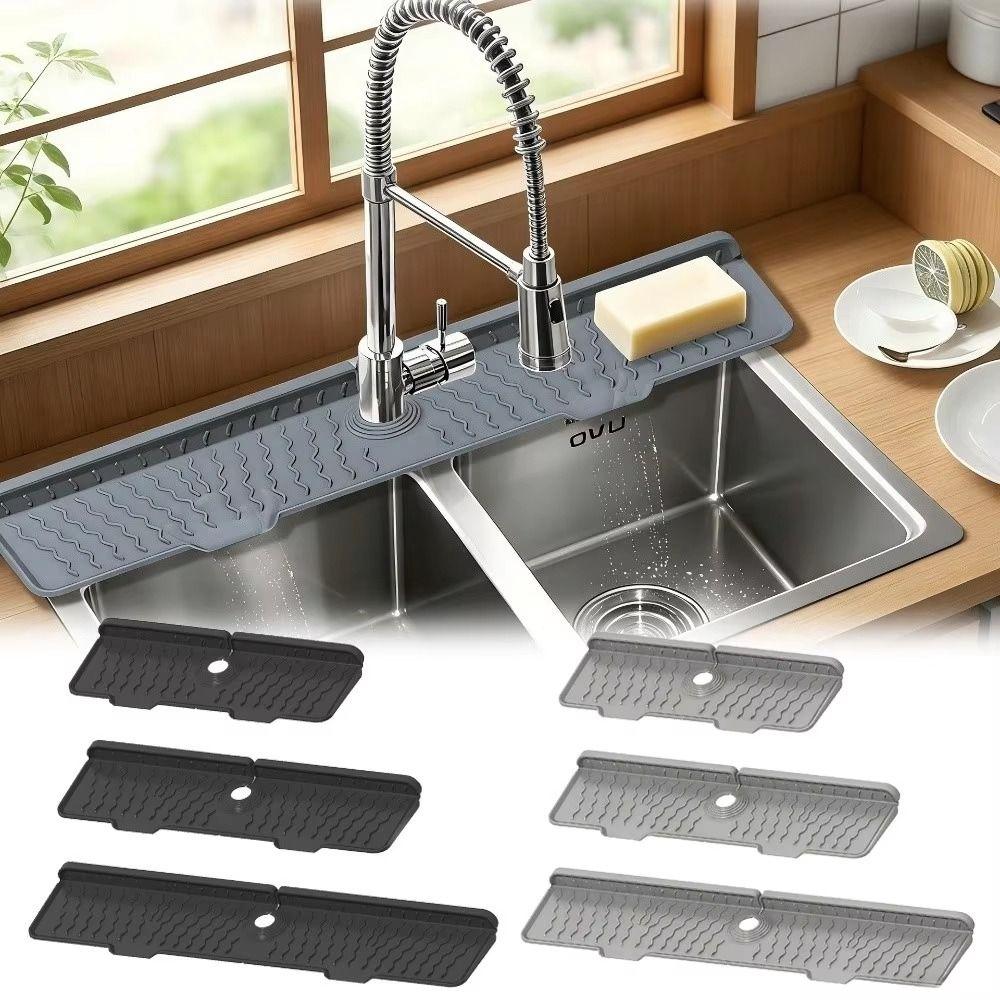 S/M/L Silicone Faucet Mat Rectangular Water Drip Catcher Tray Sink Draining Pad Bathroom Sink
