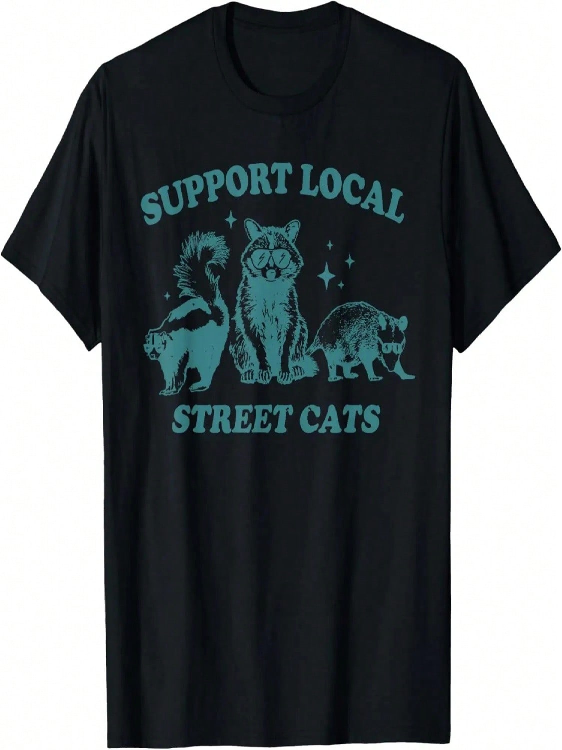 Support-Local-Street-Cat Funny Vintage Raccoon Opossum Skunk T-Shirt S разноцветный