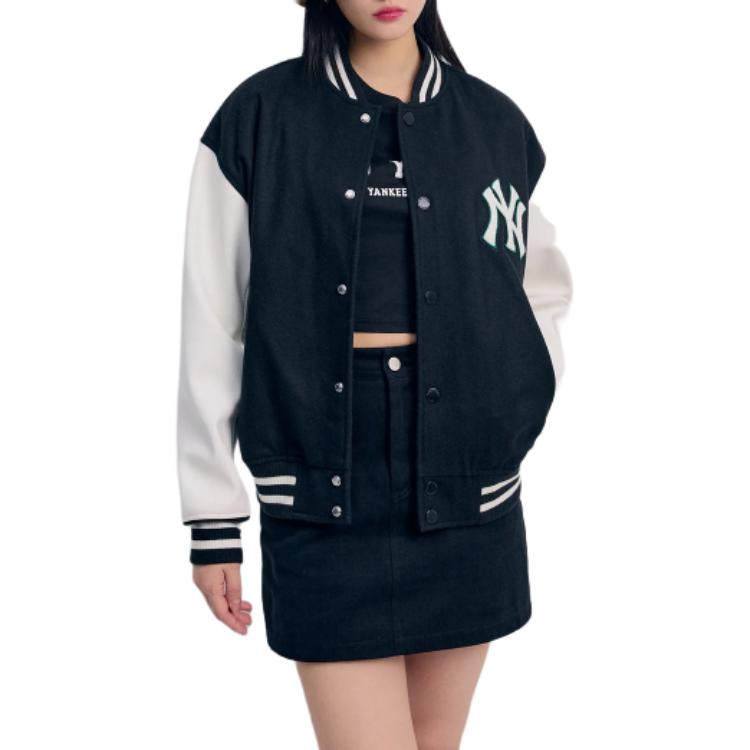 MLB SS24 New York Yankees Klassische Farbblock-Freizeit-Baseballjacke Unisex-Jacken Schwarz 3AJPV0141-50BKS