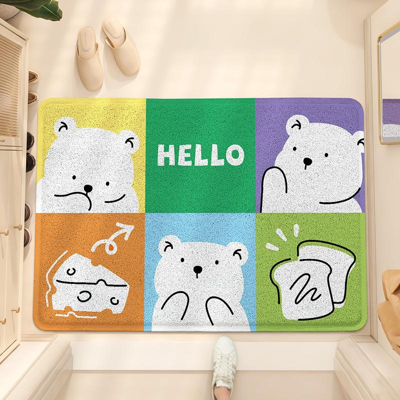 Cartoon Animal Floor Mat Entry Door Dirt-resistant Dust Removal Sand Scraping PVC Wire Ring Home Entrance Door Carpet