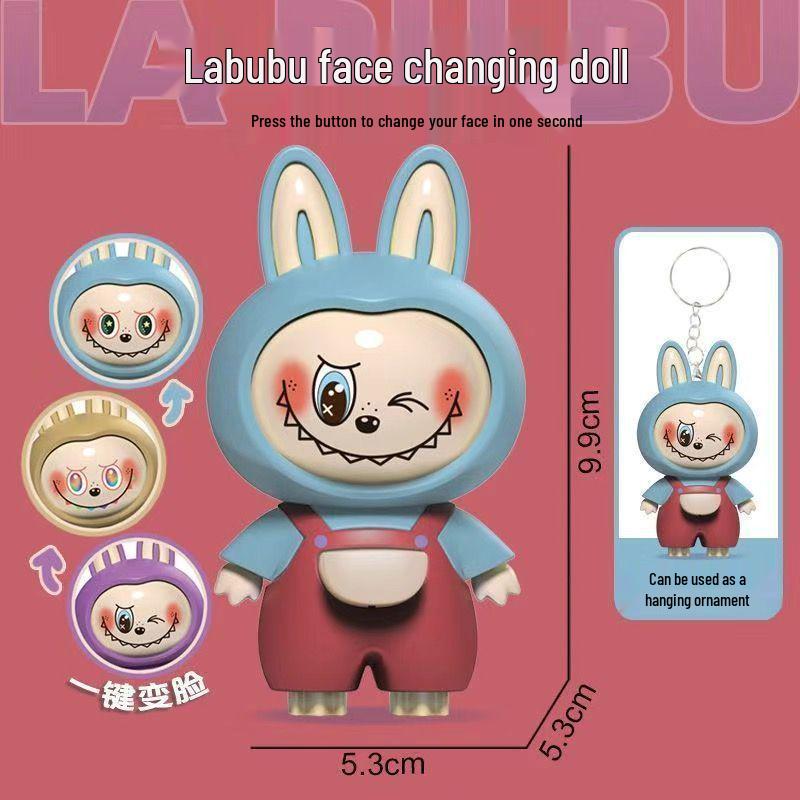 Face-Changing Cartoon Plush Keychain: 3D Bag Charm Gift