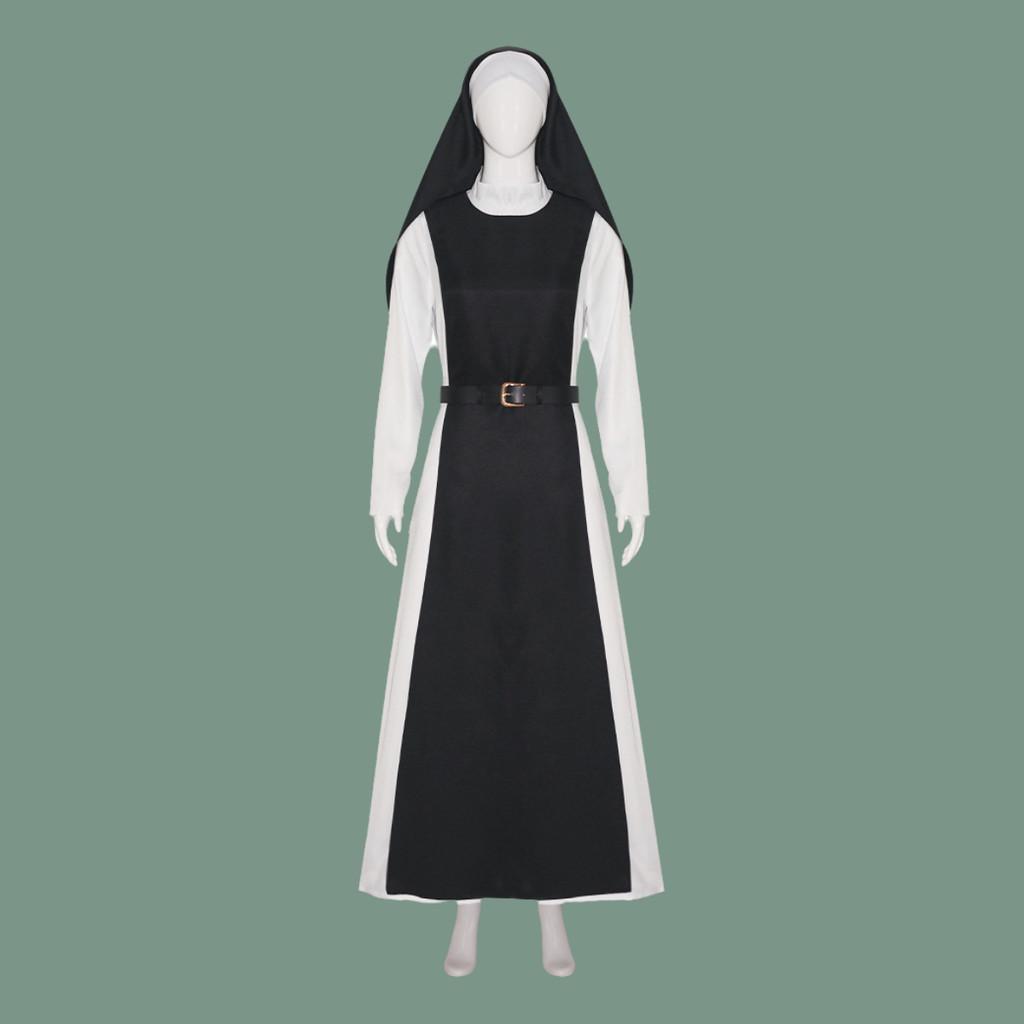 2024 New Flawless Nun Cosplay Costume For Halloween Role Play Virgin Mary Nun Outfit
