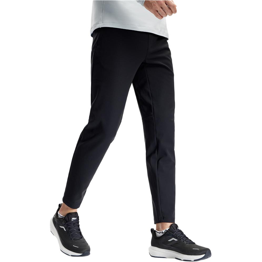 FILA Solid Color Slim Fit Straight Leg Knitted Sports Pants Men Bottoms Black A11M411608F-BK