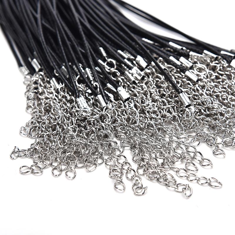 100pcs Wax Line Necklace Pendant Charms Cord Beads String Lobster Strap Rope DIY