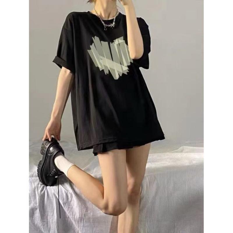 

A Large-sized Short-sleeved Cartoon T-shirt for Women with A Sense of Design 2XL чёрный