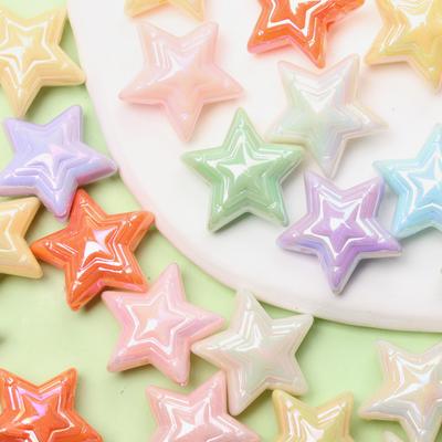 10 Stück 22,8 mm Handgefertigtes Material Acryl Lose Perle Bunt Fünfzackiger Stern DIY Schmuckherstellung Mode