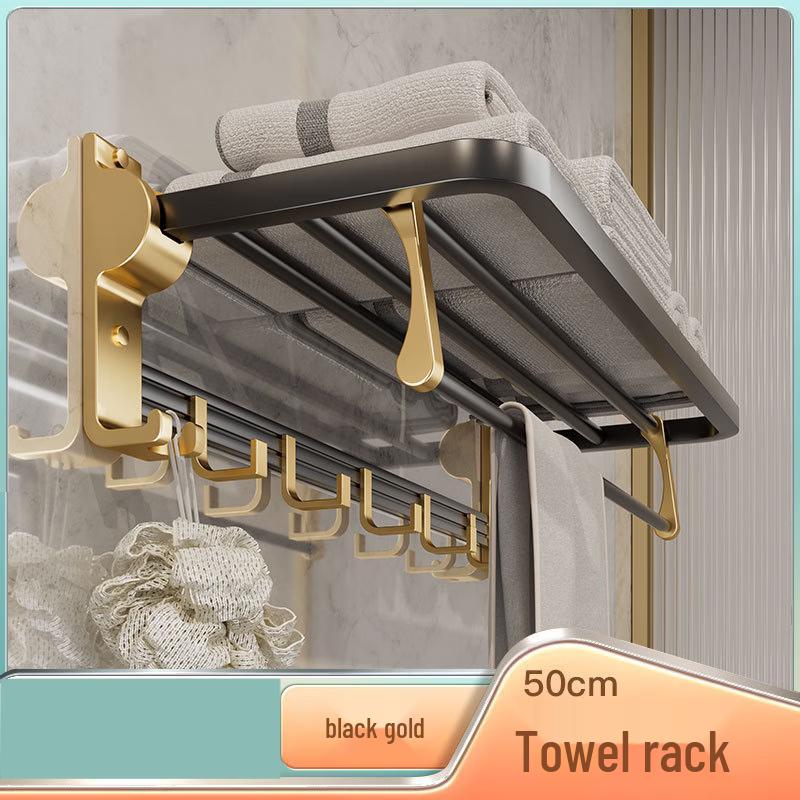Cmaos Foldable Aluminum Bathroom Towel Rack
