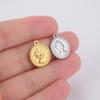 Teamer 5pcs/lot Queen Elizabeth Charms for Jewelry Making Stainless Steel Round Pendant DIY Necklace Bracelet Jewelry Accessory