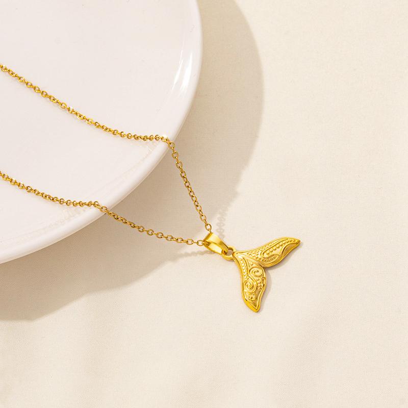 No Fade Stainless Steel Ocean Animal Necklaces For Women Men Accessories Real Gold Plated Shark Fish Tail Turtle Pendant Jewelry