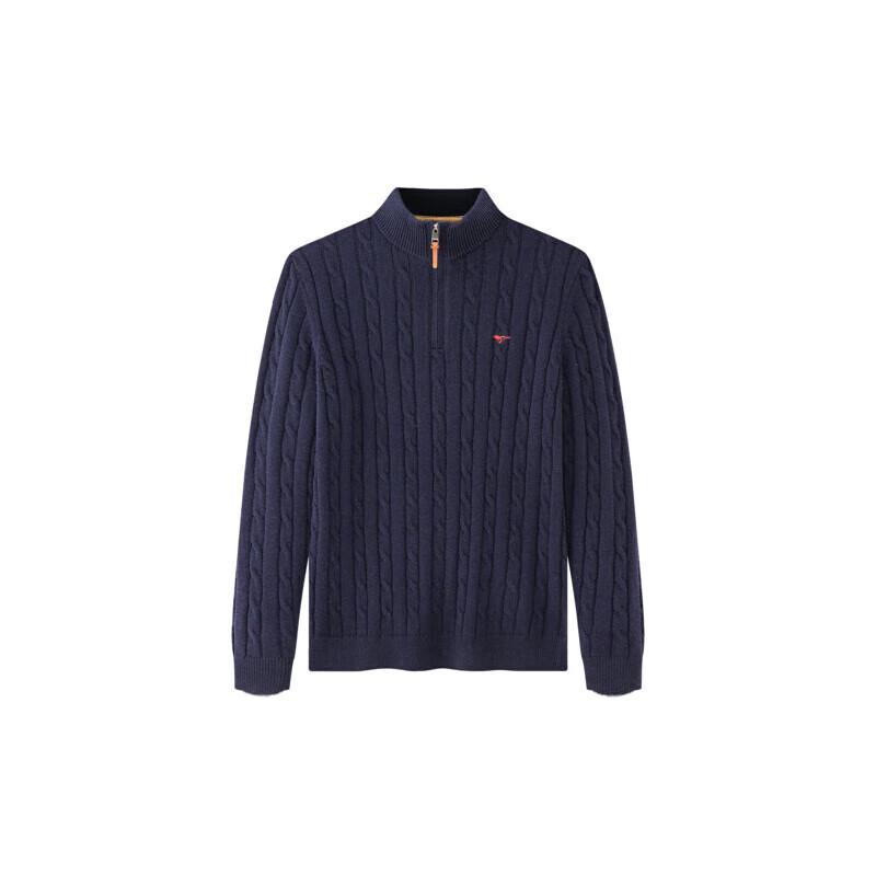 Septwolves Men's Pure Wool Thick Mock Neck Pullover Sweater