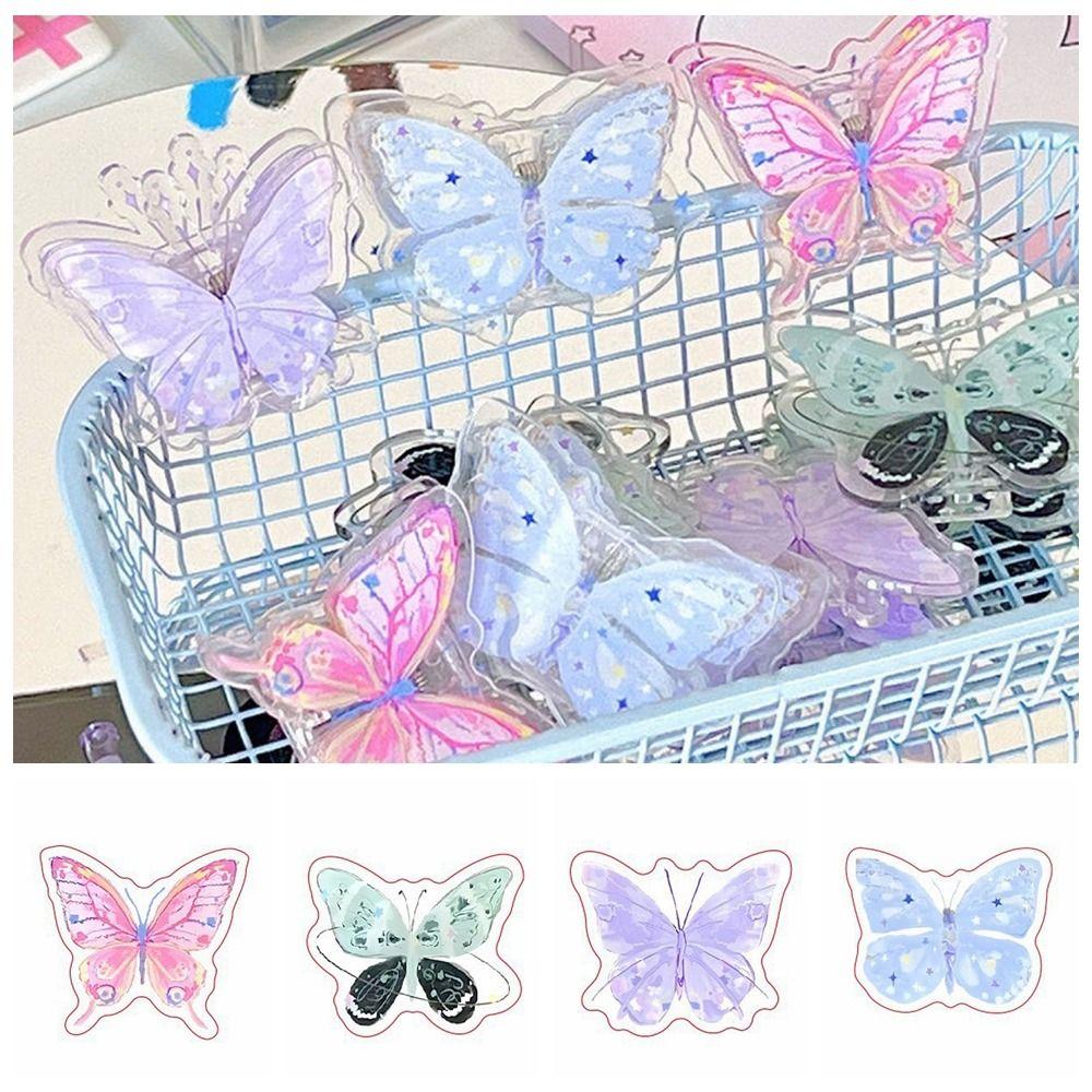 Gradient Butterfly Cute PP Clip Paperclip Cartoon Memo Clip Acrylic Paper Clip  Desk Organizer