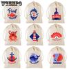 9pcs Nautical Anchor Drawstring Gift Bags Children's Birthday Drawstring Bags Wedding Beach-themed Party Supplies Cloth Bags Drawstring Bags