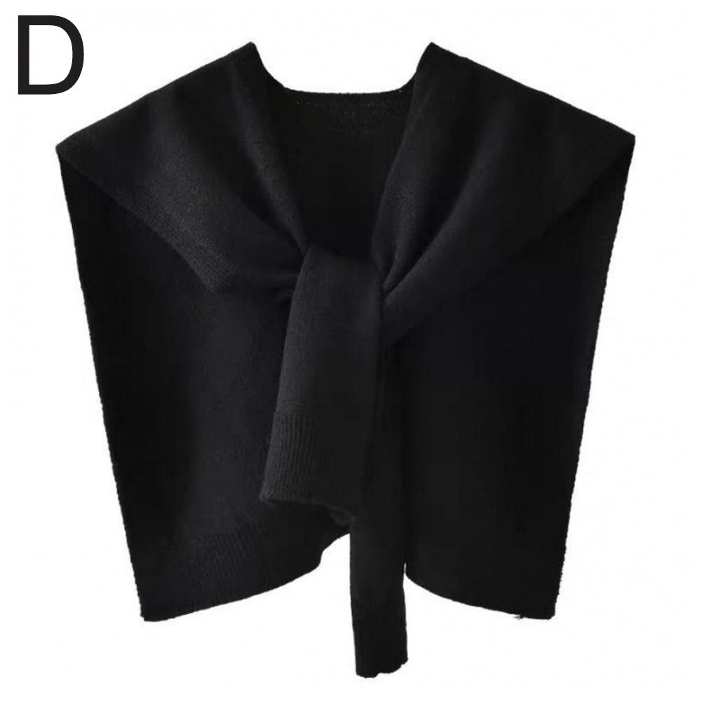Korean Knitted Shawl Wraps Hijab Air Conditioning Fake Collar Neck Guard Knit Thin Knotted Cape Shoulder Scarf For Women
