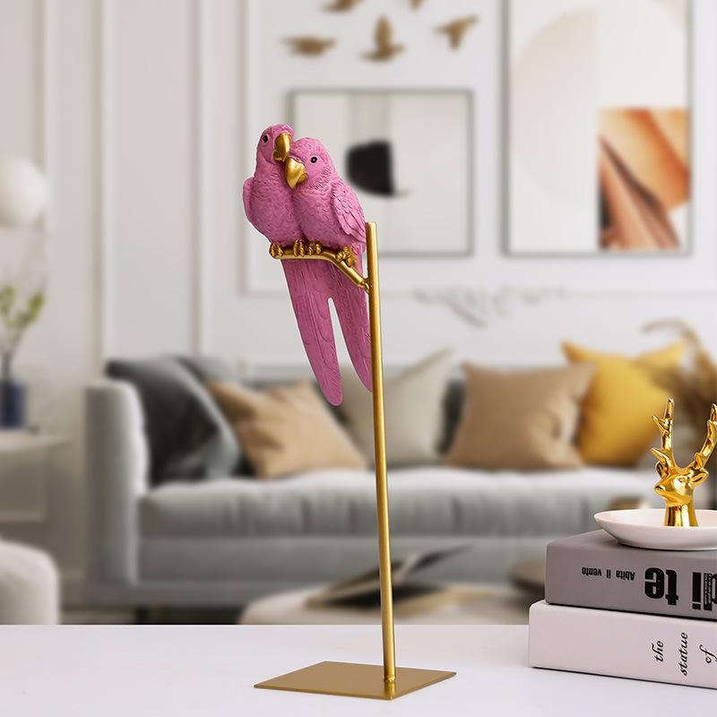Nordic Creative Resin Simulated Animal Lucky Parrot Bird Crafts Ornaments Gold Modern Home Desktop Decoration Figurines Gift