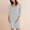 Women's Fashion Casual Solid Color Square Neck 3/4 Sleeve Short Dress