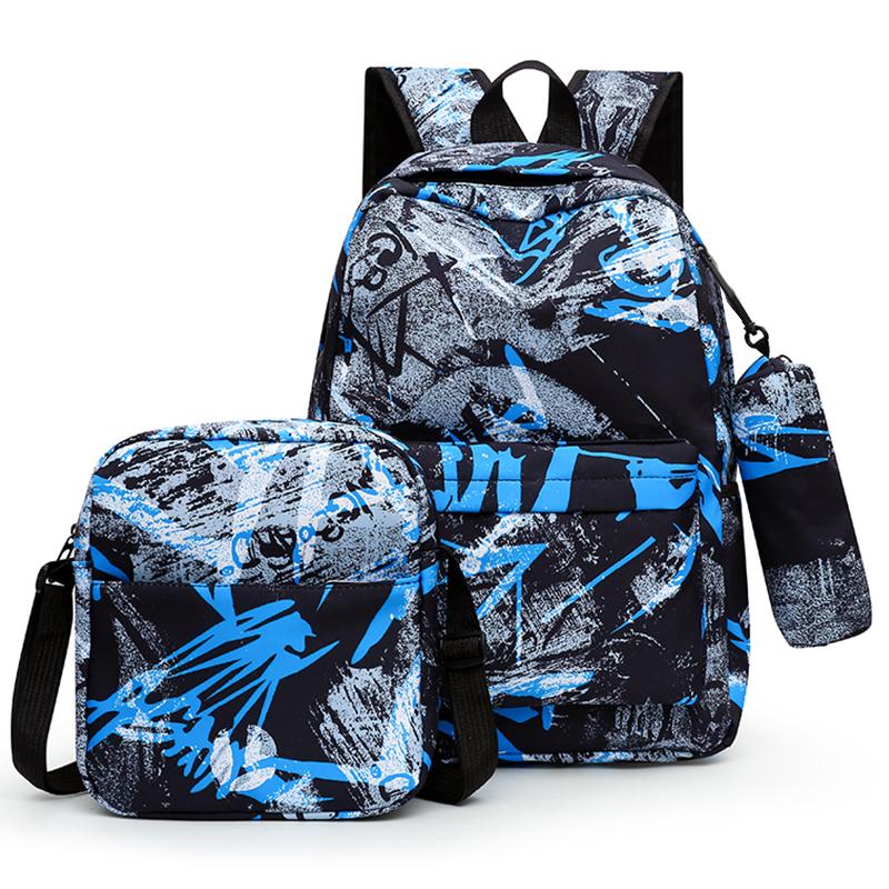 Unisex Rugzak Set van 3 Delen voor Studenten Grote Capaciteit Nylon Reistuigzak met Verstelbare Banden gray